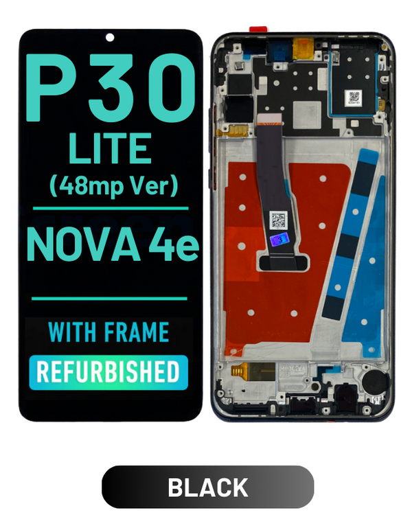 Huawei P30 lite (48mp Ver.) / Nova 4e - Pantalla LCD De Reemplazo Con Bisel (Reacondicionada) (Negro Medianoche)