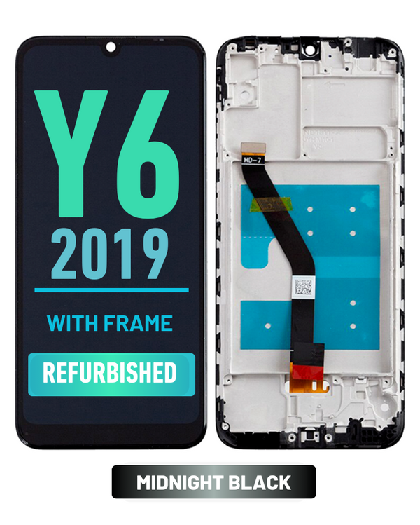 Huawei Y6 (2019) Pantalla LCD De Reemplazo Con Bisel (Reacondicionada) (Negro Medianoche)