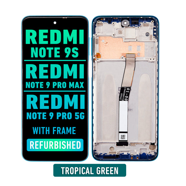 Redmi Note 9S / Note 9 Pro Max / Note 9 Pro 4G - Pantalla LCD De Reemplazo Con Bisel (Reacondicionada) (Verde Tropical)