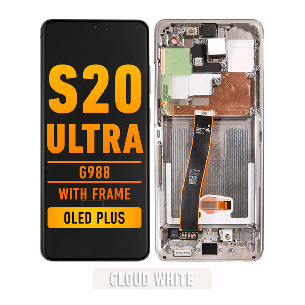 Samsung Galaxy S20 Ultra 5G OLED Pantalla De Remplazo Con Bisel (OLED PLUS) (Cloud White)