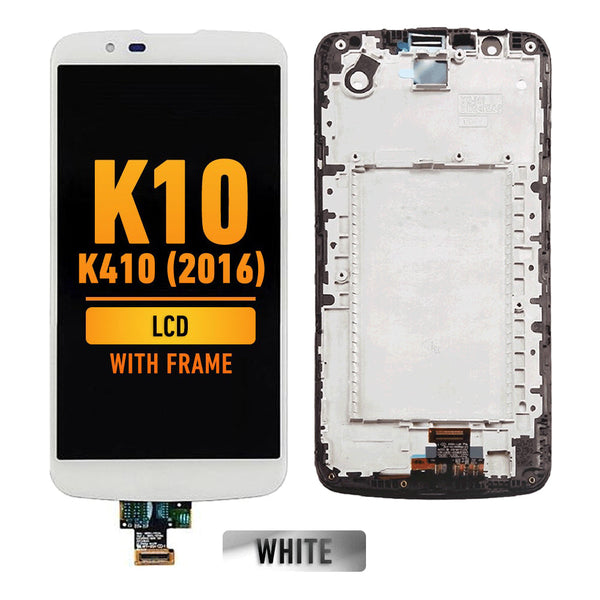 LG K10 K410 (2016) Pantalla LCD Con Bisel (Blanca)