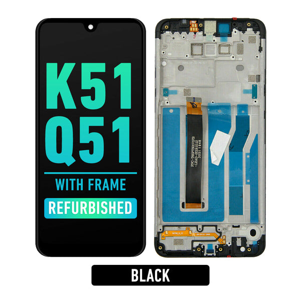 LG K51 / Q51 K500 Pantalla LCD Con Bisel (Reacondicionada) (Negro)