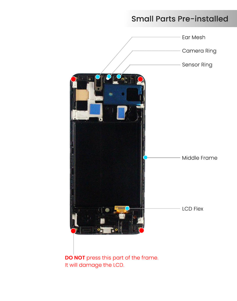 Samsung Galaxy A50 (A505U / 2019) Pantalla Con Bisel (Con Sensor De Huella) (Versión Americana) (OLED PLUS) (Todos Los Colores)