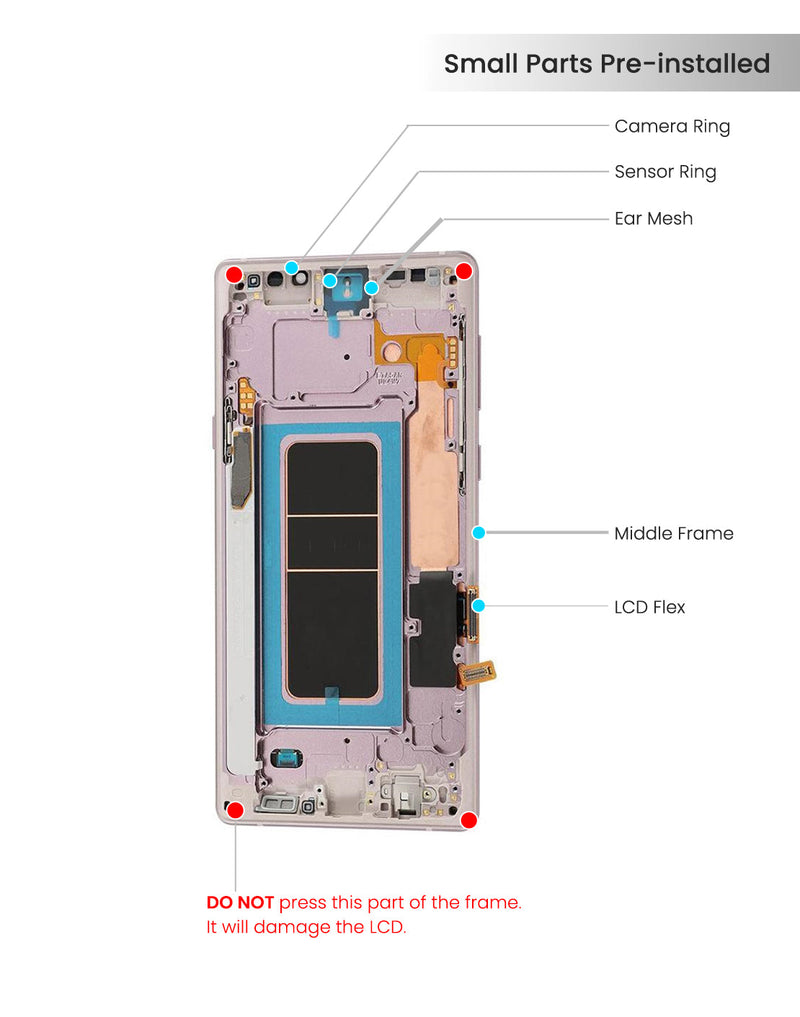 Samsung Galaxy Note 9 Pantalla Con Bisel (Reacondicionada) (Lavanda Purpura Frame)