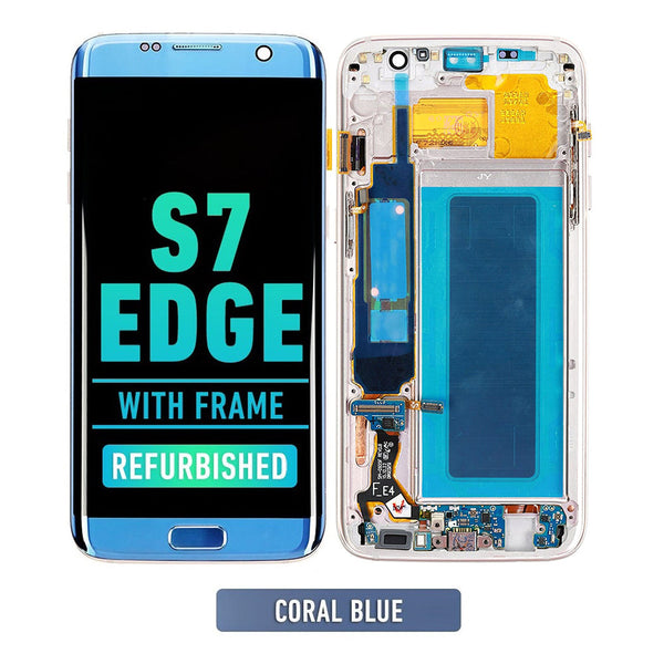 Samsung Galaxy S7 Edge Pantalla Con Bisel (Reacondicionada) (Todos Los modelos De US / G935A) (Azul Coral)