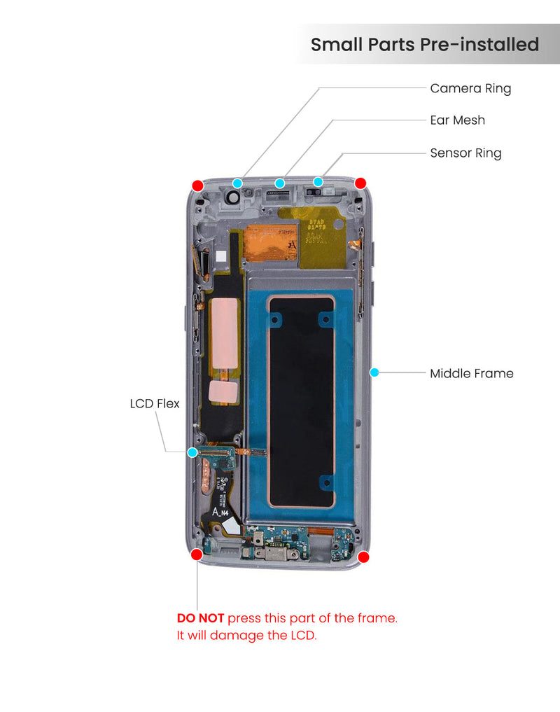 Samsung Galaxy S7 Edge Pantalla Con Bisel (Reacondicionada) (Todos Los modelos De US / G935A) (Dorado Platino)