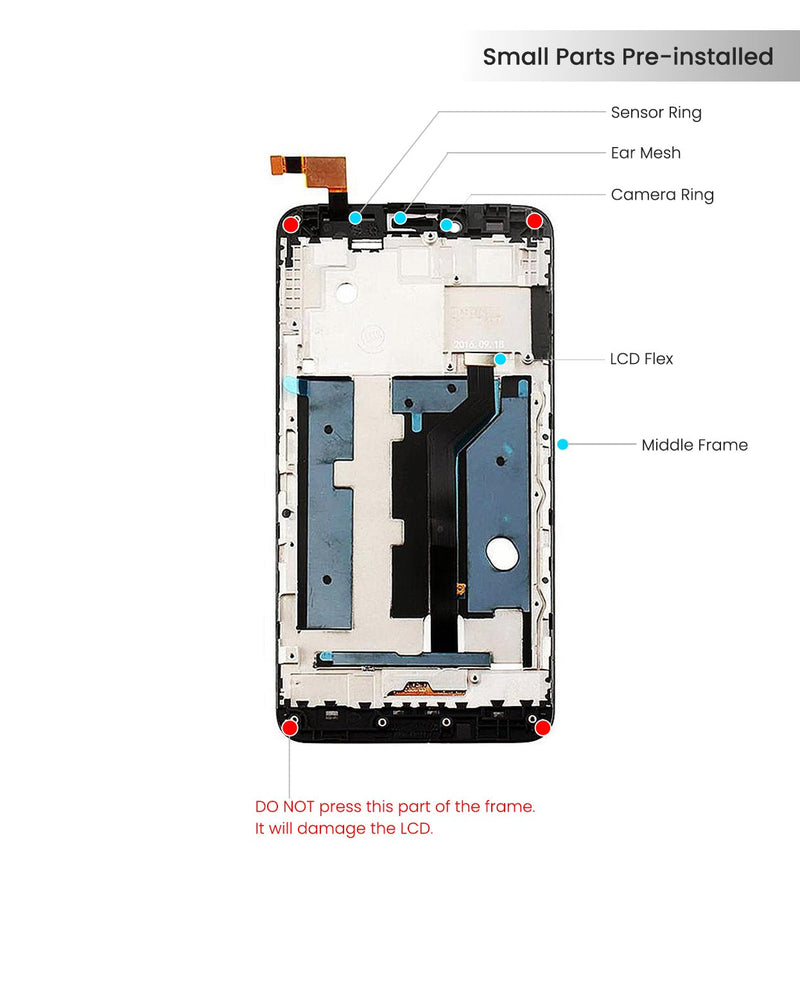 ZTE ZMax Pro (Z981) Pantalla LCD Con Bisel