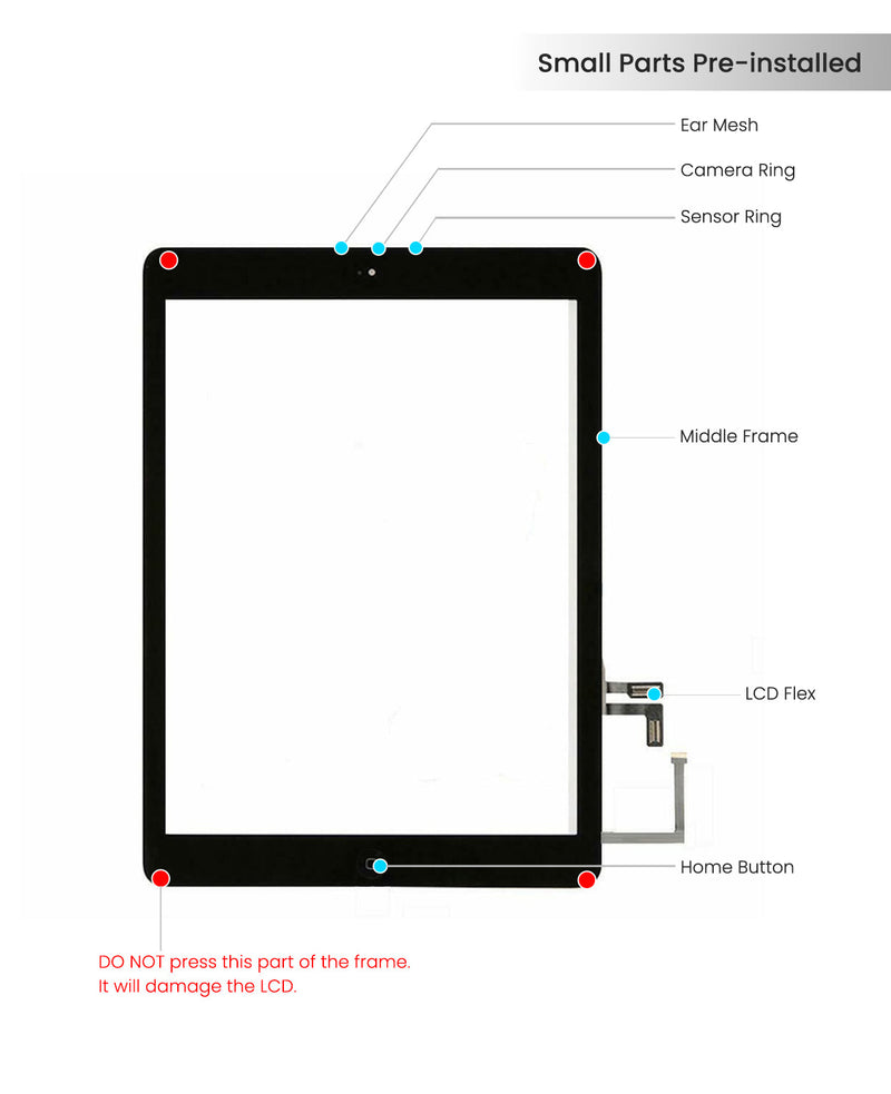 iPad Air 1 / iPad 5 Digitalizador De Reemplazo Negro