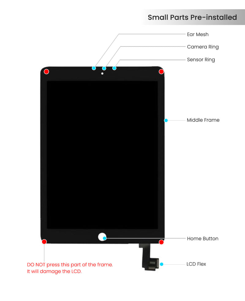 iPad Air 2 Pantalla LCD De Reemplazo Con Digitalizador (Aftermarket Plus) (Blanco)