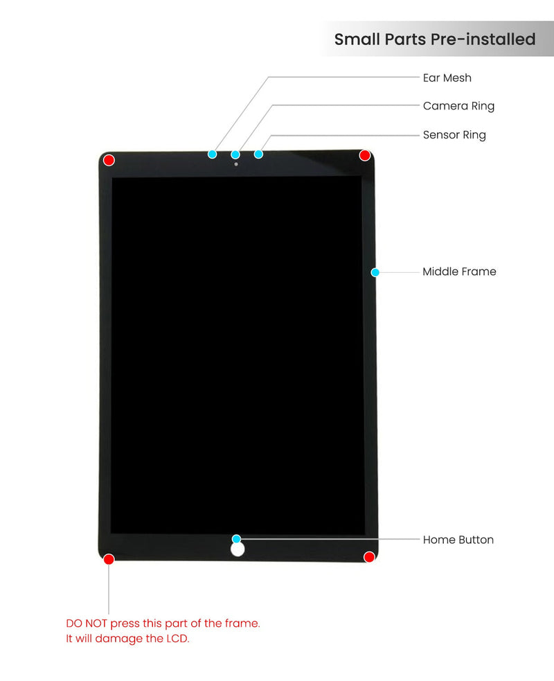 iPad Pro 12.9" (1st Gen, 2015) Pantalla LCD Con Digitalizador Y Placa Hija Flex Preinstalado (Aftermarket Plus) (Blanco)