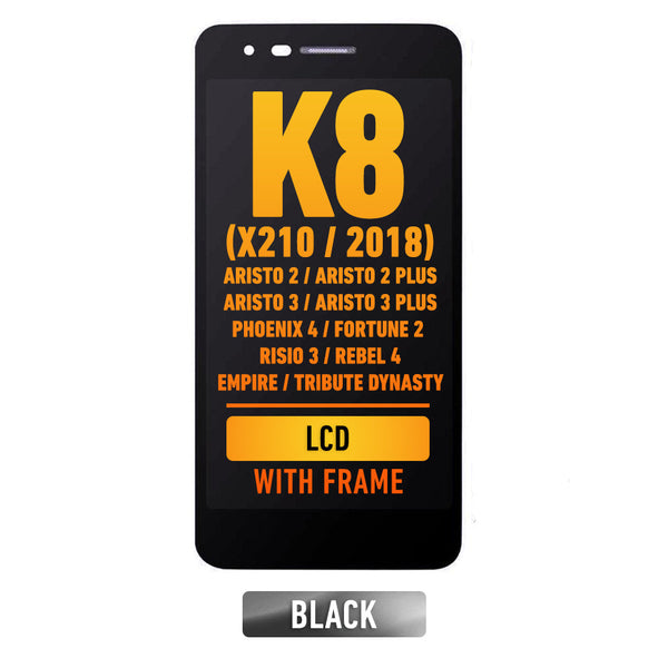 LG K8 (X210 / 2018) / Aristo 2 / Aristo 2 Plus / Aristo 3 / Aristo 3 Plus / X220 / Phoenix 4 / Tribute Dynasty / Empire / FORTUNE 2 / RISIO 3 / REBEL 4 Pantalla LCD Con Bisel (Negro)