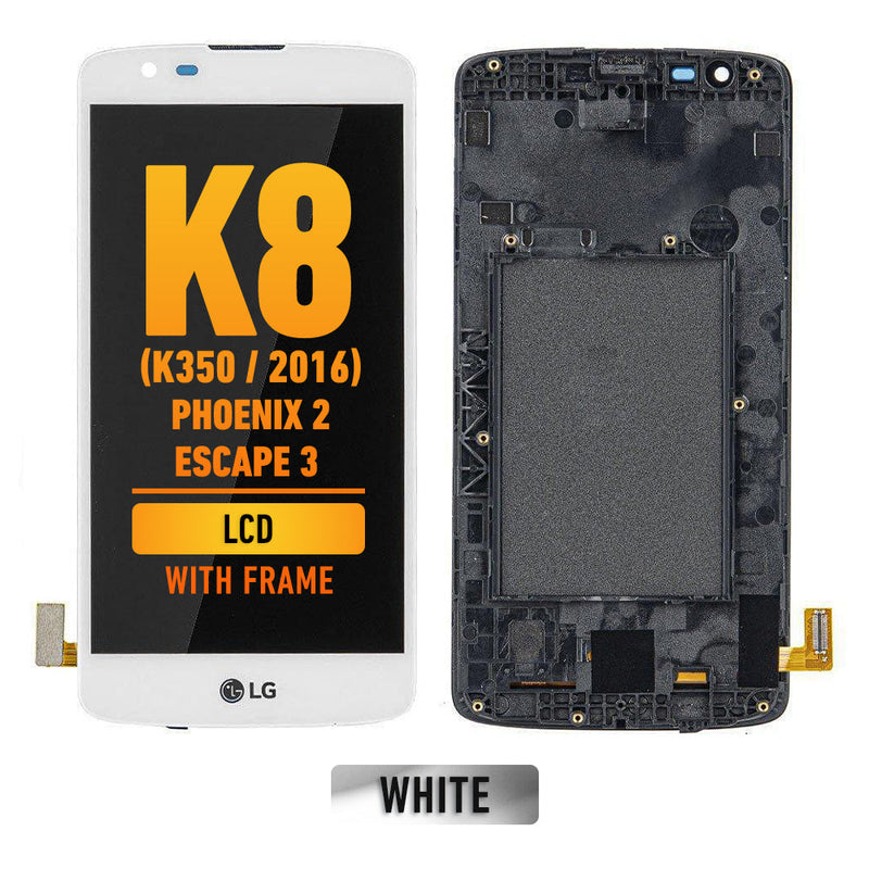 LG K8 (K350/2016) / Phoenix 2 / Escape 3 Pantalla LCD Con Bisel (Reacondicionada) (Blanca)